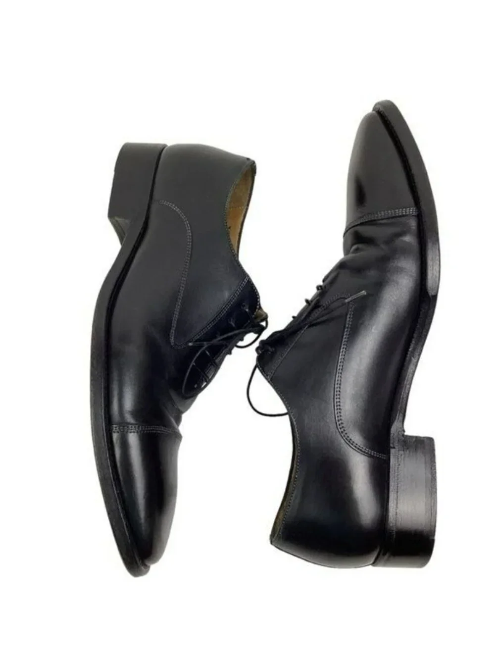 Santoni Darian Mens 9.5 D Cap Toe Oxford Leather Dress Shoe Black Style #751511
